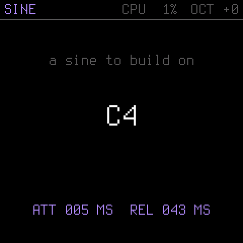 SINE's screen: a sine to build on, the note C4